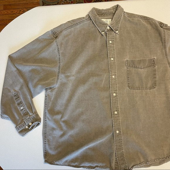 Eddie Bauer Weathered Denim Button Down Shirt- XL. - Picture 5 of 13